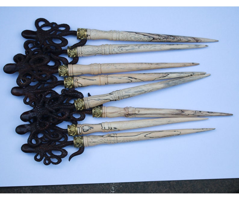 sono wood and brass hand made Octopus hair stick hair toy SALES