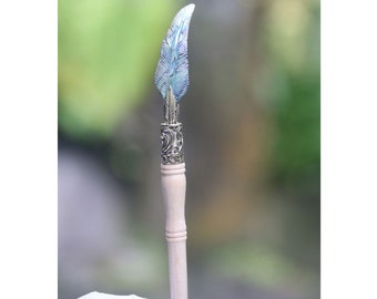 Feather hair sticks, hand made abalone brass and crocodile wood, price per piece