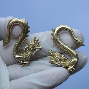 Chinese Dragon brass ear weights  have to have at least  5 mm / 4 GA to wear these, price per pair