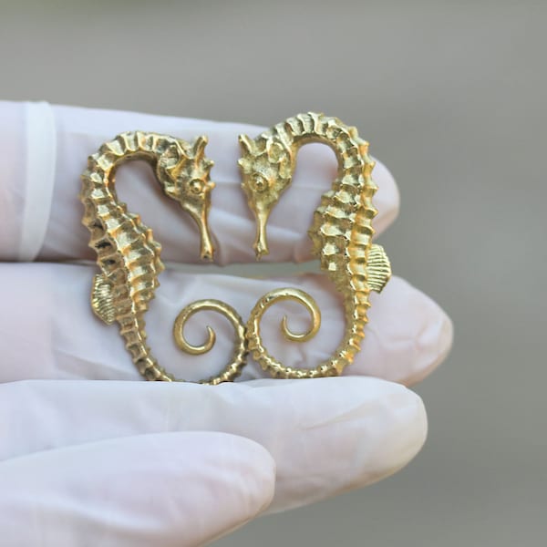 8mm-0GA  ,Sea Horse brass ear weights or silver plated brass .price per pair.