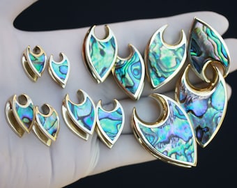 Brass Ear Saddles: Abalone & Mother of Pearl Inlay
