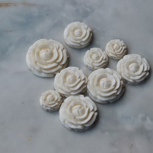 Hand Carved Cow Bone Rose Flower: Jewelry Making Supplies