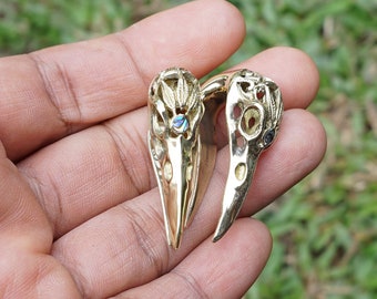 Raven skull and abalone inlay. brass or silver plated brass ear weights, price per pair. have to have at least 8mm-0G, to wear these