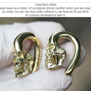 NEW Genuine design of Tribal island shop, 4 mm / 6ga  Skull  brass ear weights , price per pair
