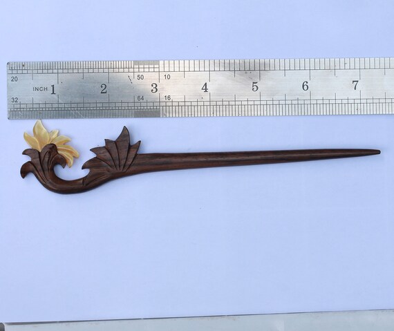 Brand new designers original solid wood Colorful Handmade floral Hair Stick Amazon.com : Marycrafts Wooden Flower Hair Pin, Hair Fork  main image 2