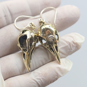 Bird skull earrings, abalone inlay and silver post, price per pair