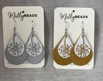 Silver or gold paper earrings