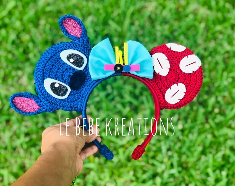 Crochet Lilo and Stitch inspired Disney ears