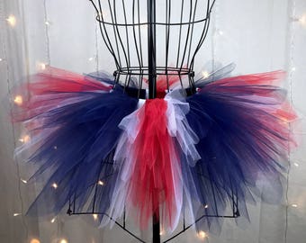 British Flag Spike Tutu - Union Jack Tutu - Red White & Navy - Available in Infant, Toddlers, Girls, Teenager, Adult and Plus Sizes