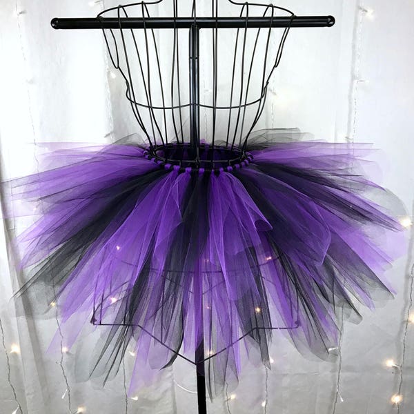 Spiked Black and Purple Tulle Tutu: Handmade Costume Skirt