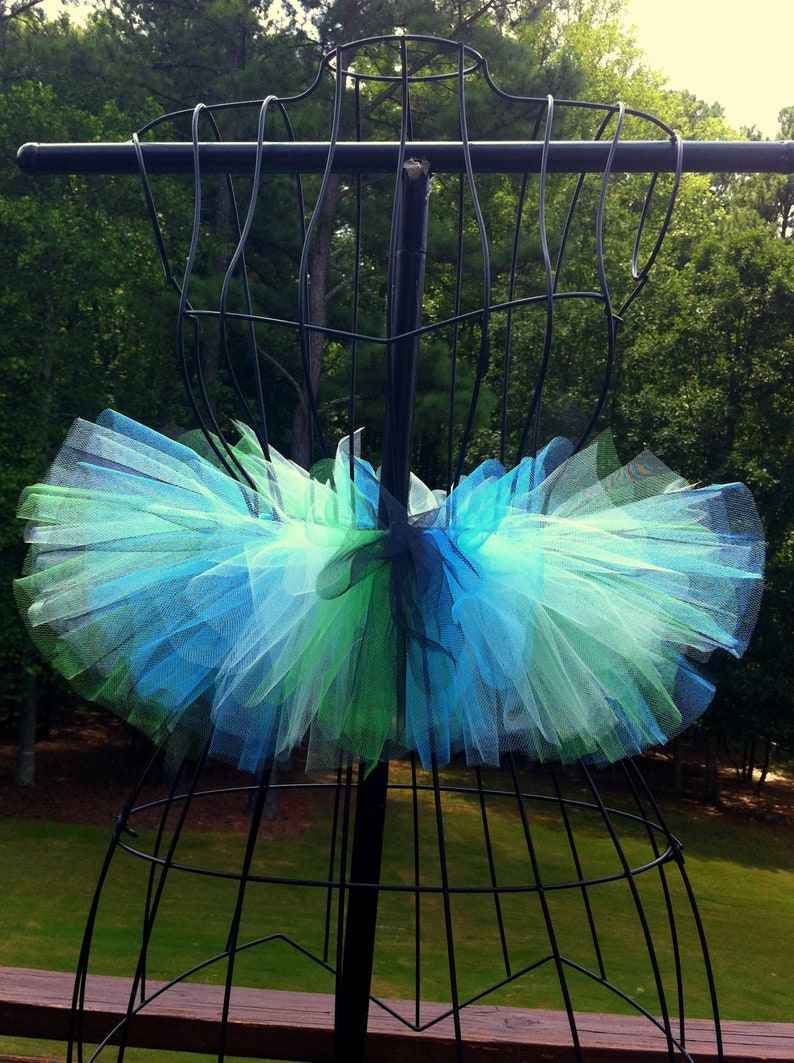 Addison Tutu Rave Tutu Emerald Green, Blue and Black Available in Infant, Toddlers, Girls, Teenager, Adult and Plus Sizes image 1