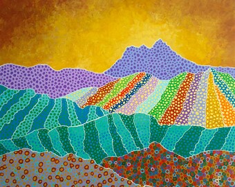 The Mountains are Calling and I Must Go Original Kunst Mehrfarbige Wandkunst 40 x 50 cm