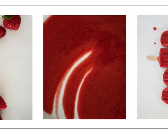Photograph on Acrylic - Strawberry Popsicles: Triptych