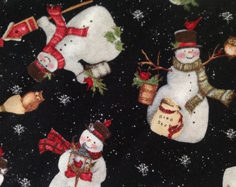 Christmas Winter Snowman *CHOOSE COLOUR* Snowflake Toss Sewing Quilting Fabric