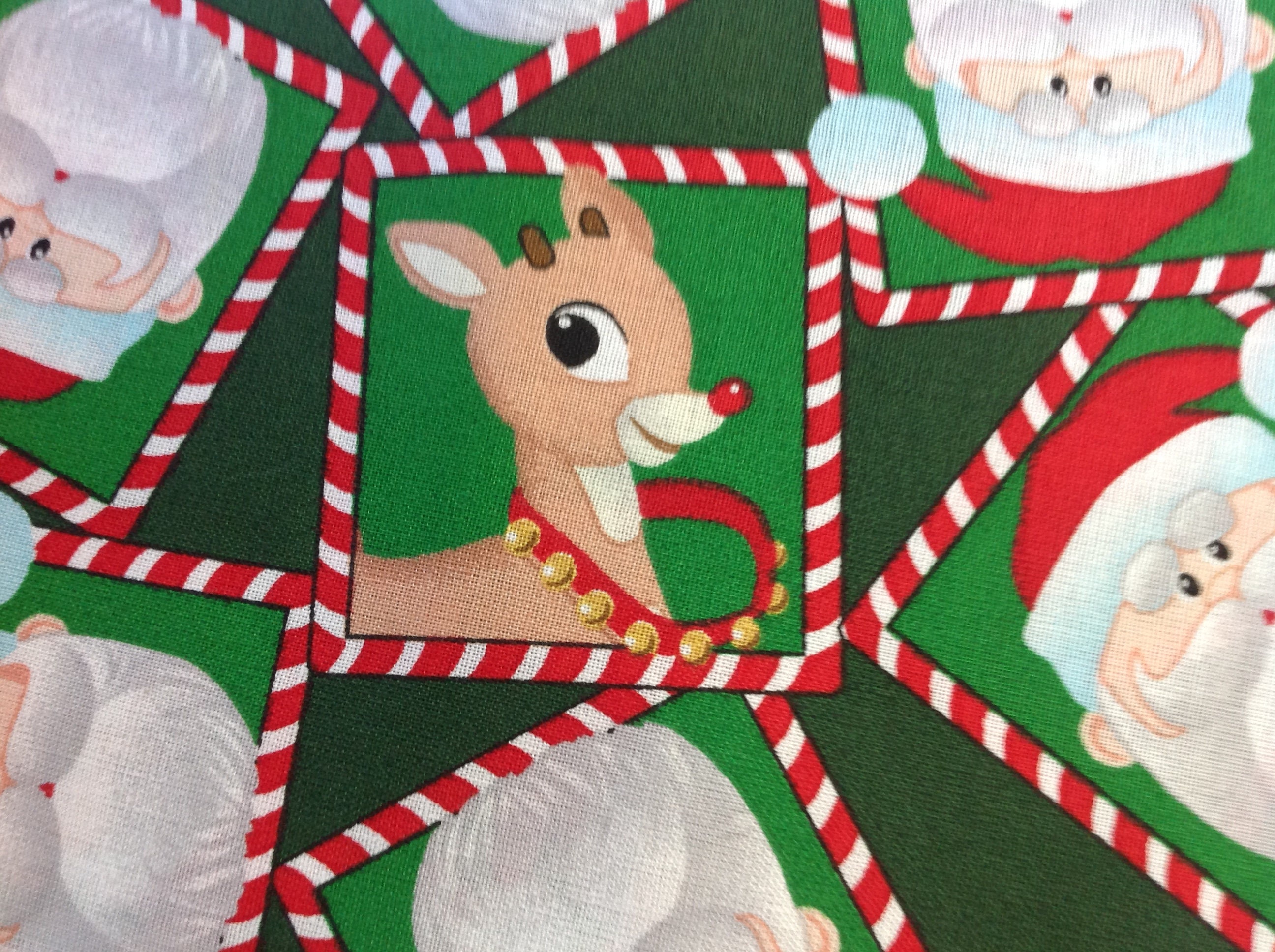 Rudolph Santa Frame Quilting Sewing Fabric The Red 50