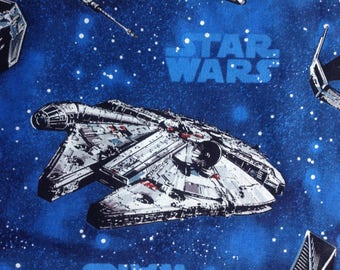Star Wars Ships by Lucasfilm for Camelot Fabrics/Quilting Sewing Craft Fabric/Millenium Falcon/X Wing/TIE Fighter/HALF YARD Pricing