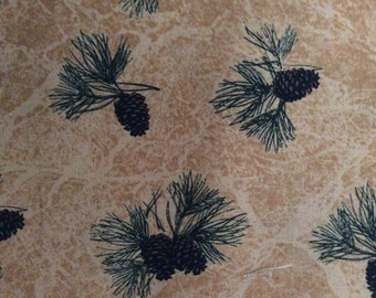 Pine Cone Cluster Gold by Holly Taylor for Moda/Pine Bough/Pine Cones/Mottled Gold Background/Woodsy/Forest/Nature/30&quot; Piece of Fabric