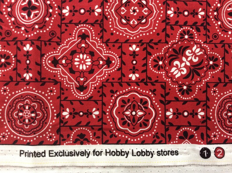 Red Bandana by Hobby Lobby Stores/quilting Sewing Etsy