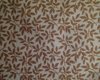 Storytellers by Nancy Gere for Windham Fabrics/Quilting Sewing Craft Fabric/Small Scale Floral/Brown Leaves/Tiny Gridwork/HALF Yard Pricing