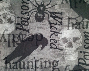 Spooky Spiders by Springs Creative/Quilting Sewing Fabric/Halloween/Skulls/Crows/Spiders/Wicked/Haunting/Deadly/Poison/28&quot; of Fabric