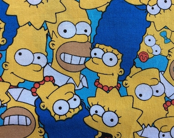 Simpson’s Head Toss by Matt Groening for Springs Creative/Quilting Sewing Fabric/Homer Marge Bart Lisa Maggie/Blue Bckgrnd/HALF YARD Pricing
