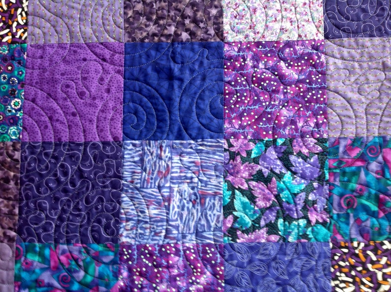 Purple Patchwork Quilt | Etsy
