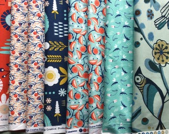 Bloemen Whimsey stofpakket einde bout/retro Marokko/Wildfire Studios/oranjerood turkoois marineblauw/pakketprijs/stofpakket einde bout #160