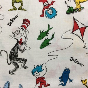 Celebrate Seuss by Robert Kaufman/Quilting Sewing Fabric/Cat in Hat/Grinch/Horton/Thing 1 Thing 2/Sam I Am/Sneeches/Fish/HALF YARD Pricing