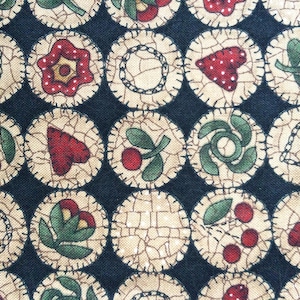 Heritage Square de Kathy Schmitz para Moda/Quilting Sewing Fabric/Penny Rug/Leaves/Flowers/Small Scale Print/HALF YARD Pricing