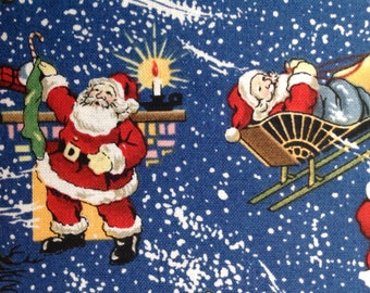 Christmas Eve by De Leon Design Group for Alexander Henry Fabrics/Quilting Sewing Craft Fabric/Santa Claus/Sleigh/Reindeer/HALF Yard Pricing