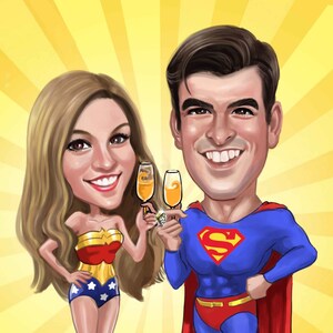 Wedding caricature/ Wedding Cartoon Portrait Caricatures Unique Gifts Illustration