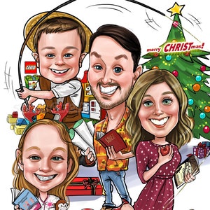 Family Portrait/ Digital Custom Family Caricature/ Personalized Family Drawing/ Cartoon Family Art/ Christmas gift