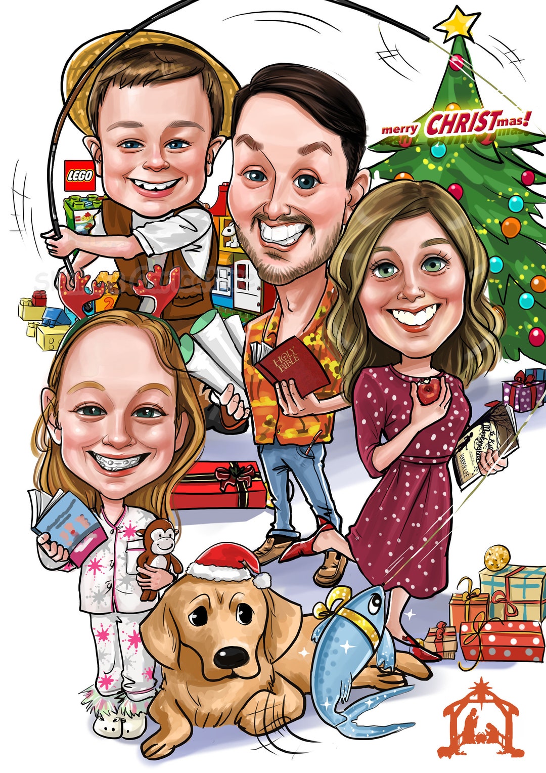 Family Portrait/ Digital Custom Family Caricature/ - Etsy Canada