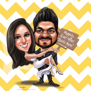 Caricaturas de boda personalizadas / para invitación / guardar la fecha / Retrato de pareja / regalo de aniversario / Signos de boda