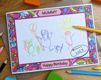 MUMMY Add Your Own Artwork Birthday Card - Child / Toddler DIY Drawing Activity AWM