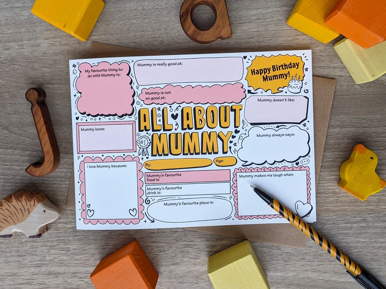 All About MUMMY Birthday Card Fill in the Blanks / Question & Answer / Interview ABM image 5