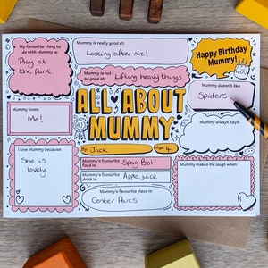 All About MUMMY Birthday Card Fill in the Blanks / Question & Answer / Interview ABM image 3