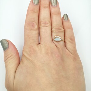 14 Karat Gold Opal Eye Ring, Evil Eye Ring, Opal Evil Eye Ring image 2