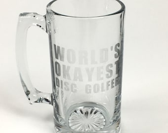 Jarra de cerveza de regalo de Disc Golf, vidrio grabado, el mejor disc golfista del mundo, NUEVO