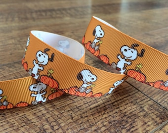 5 yards 7/8 Charlie Brown thanksgiving ribbon, thanksgiving grosgrain ribbon, snoopy ribbon, sewing, scrapbook, peanuts ribbon, Halloween