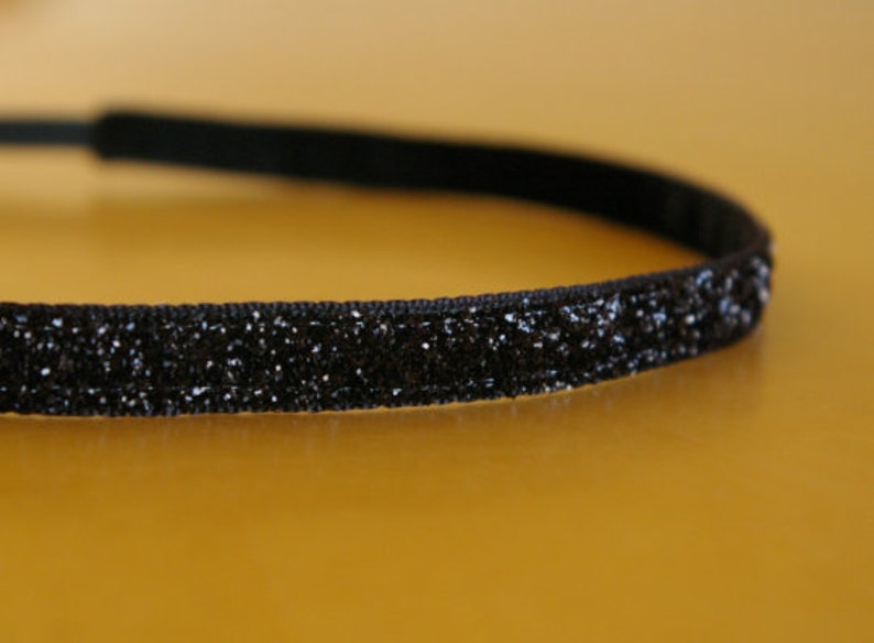 Black sparkle headband. Black glitter headband. black Etsy