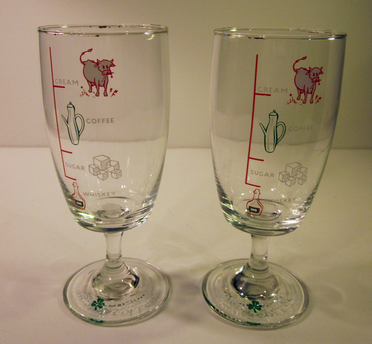 Vintage Irish Coffee Recipe Glasses Set of 2 Barware Etsy