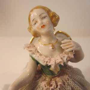 KPM Porcelain Girl in Dresden Lace Vintage Figurine