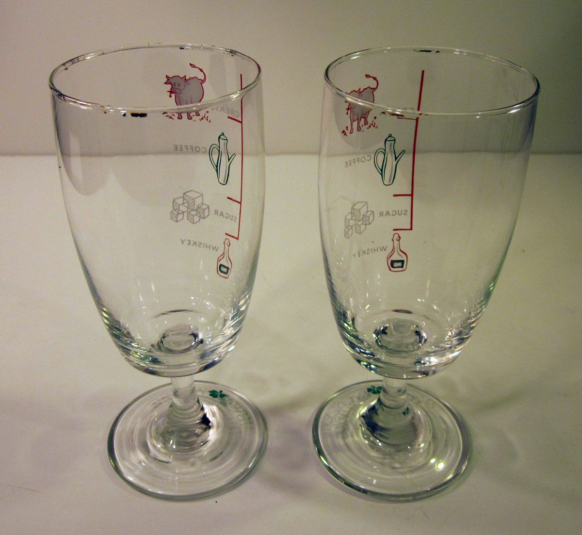 Vintage Irish Coffee Recipe Glasses Set of 2 Barware Etsy