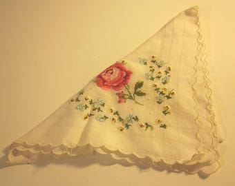 Vintage Hand Embroidered Floral Napkin