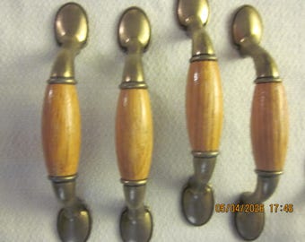 Vintage Maple and Bronze Classic Richelieu Drawer Handles