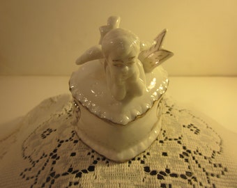 Antique Porcelain Cherub Trinket Box