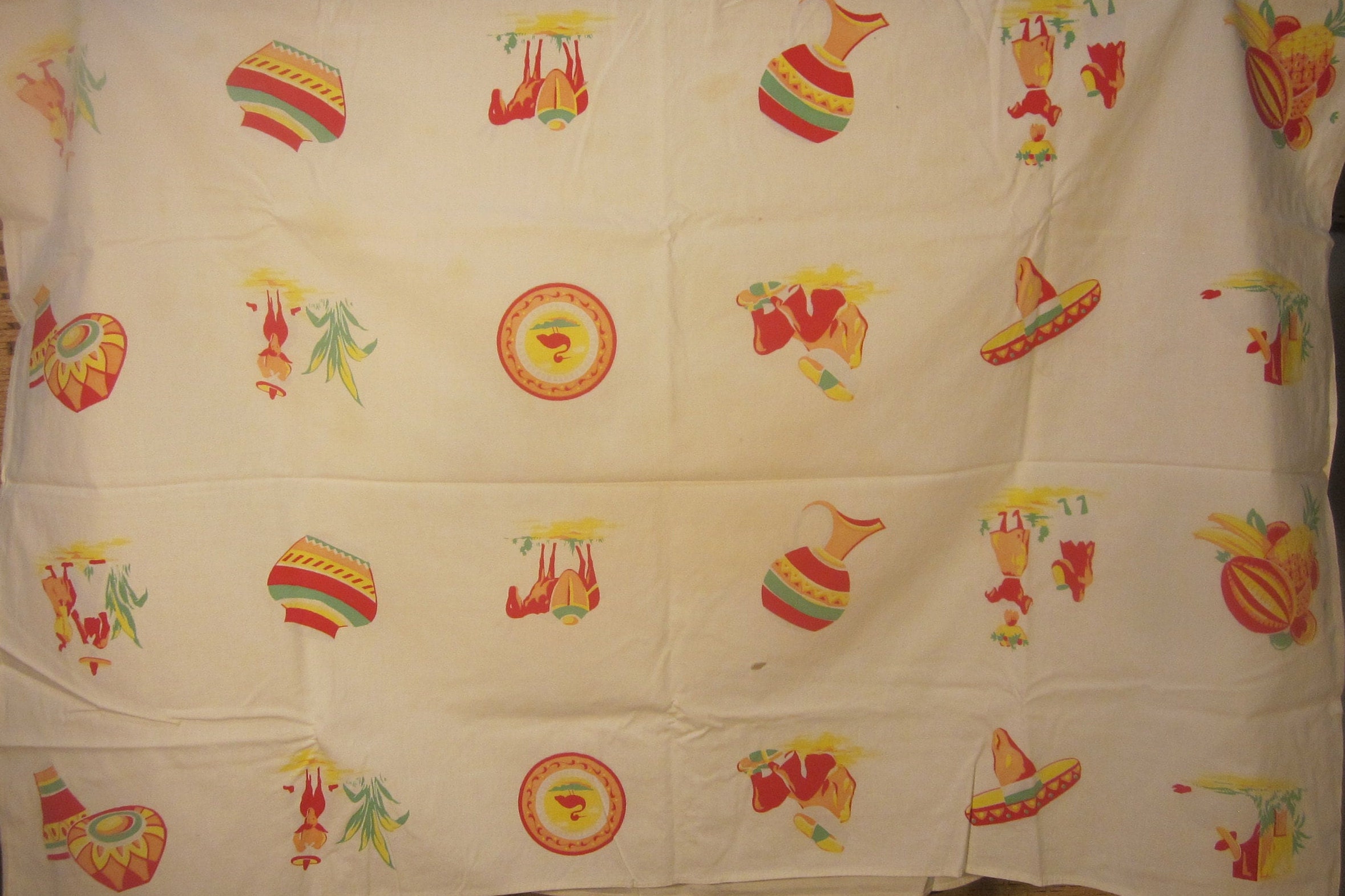 Vintage Mexican Themed Tablecloth
