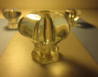 Vintage Tempered Glass Drawer Pulls