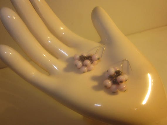 Vintage Grape Cluster Earrings Imitation Pink Pea… - image 2